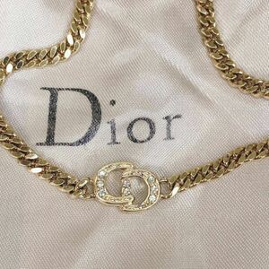 1円〜 【送料無料】 美品 Christian Dior クリスチャンディオール ブレスレット ロゴ ラインストーン アクセサリー 喜平 ゴールド