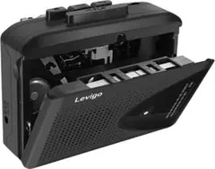 ポータブルカセットプレーヤー＆AM/FMラジオ、軽量、USBケーブル付き、黒色