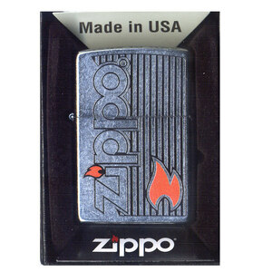 ジッポー オイルライター Logo and Flame Z207-104636&ギフトボックスセット（オイル＋フリント+BOX）