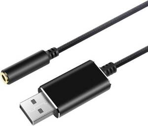 YFFSFDC 外付けサウンドカード 変換アダプタ USB to 3.5mm パソコン イヤホン ビデオ通話 オーディオケーブルU