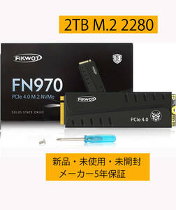 Fikwot FN970 SSD 2TB M.2 2280 PCIe Gen4 x4 NVMe 1.4 内蔵 SSD ヒートシンク付き PS5動作確認済み R:7400MB/s W:6800MB/s メーカ5年保証