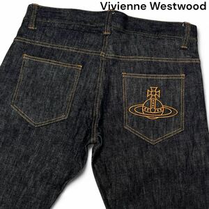 未使用 タグ付き◎50サイズ!!ヴィヴィアンウエストウッド【希少なビッグサイズ】Vivienne Westwood MEN オーブ 刺繍 デニム パンツ◎メンズ