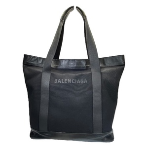 BALENCIAGA バレンシアガ 374767 バッグ ハンドバッグ ネイビートート 肩掛け 手持ち鞄 ロゴ キャンバス レザー ブラック