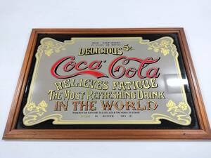 美品 コカ・コーラ パブミラー 50cm×35cm ビンテージ アンティーク レトロ Coca Cola 鏡 看板 壁掛け インテリア 店舗什器