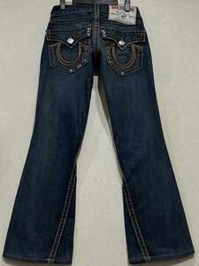 ※TRUE RELIGION トゥルーレリジョン RAINBOW JOEY レインボー デニムパンツ 濃いめインディゴ 米国製 28 　 BJBD.A