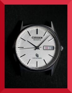 シチズン CITIZEN クリストロン CRYSTRON クォーツ 3針 デイデイト 4-730640 TA 男性用 メンズ 腕時計 W889 稼働品