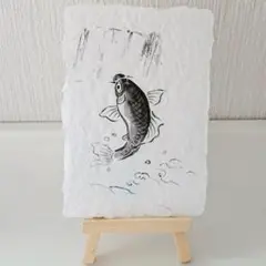 原画 こい 日本画 和紙 art アート carp 鯉 コイ 魚 川魚