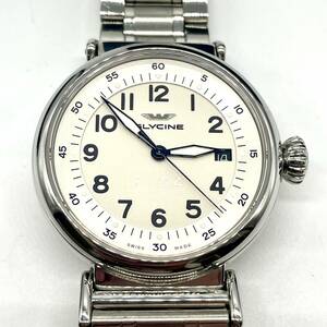 GLYCINE グリシン グライシン GL0128 F104 601826 自動巻き 機械式 腕時計 シースルーバッグ デイト シルバー ホワイト 稼働品 