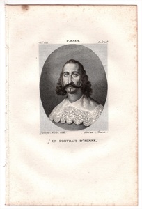 1813年 Filhol 銅版画 ピーター・レリー P.FAES 男性の肖像 UN PORTRAIT D
