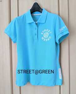 STREET@GREEN レディース40 ストリートグリーン ゴルフ ミエコ・ウエサコ 半袖 リネン混 カノコポロシャツ ブランドロゴ刺繍 M相当 日本製 