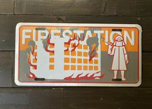 消防署 消防 看板 ディスプレイ アメリカファイアステーション　プレート サイン アメリカン雑貨