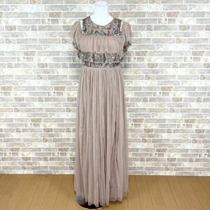 1円 ドレス MAYA Petite ロングドレス 4 USサイズ ピンクベージュ ロリータドレス カラードレス キャバドレ 　中古４６７２