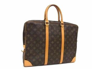 1円 ■美品■ LOUIS VUITTON ルイヴィトン M40226 ポルトドキュマン ヴォワヤージュ モノグラム ビジネスバッグ ブラウン系 AZ1555