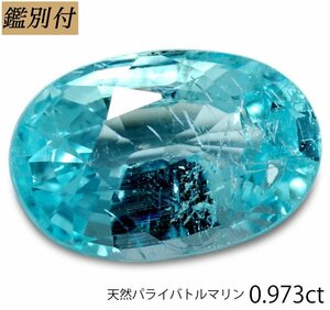 【鑑別付】天然パライバトルマリン　0.973ct　＜加工承ります＞