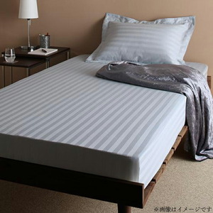 ショート丈ベッド用　6色から選べる　綿混サテンホテルスタイルストライプカバーリングベッド用ボックスシーツシングルショート丈