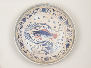 nQyc 安南 魚藻紋盤 46cm 飾り皿