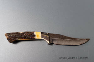 ★VINTAGE KNIFE ★ビンテージナイフ　BEAR MGC 585D 9 1/2 INCH DAMASUCUS（4125）　美麗ダマスカスブレード　鹿角柄　Ｃ1990年代 　USA