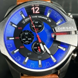 DIESEL ディーゼル 腕時計 クオーツ DZ-4319 MEGA CHIEF メガチーフ メンズ カレンダー ブルー アナログ クロノグラフ 電池交換済み