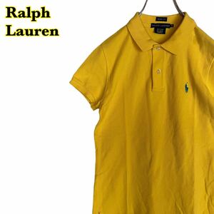 Ralph Lauren ラルフローレン　半袖ポロシャツ　ワンポイント刺繍　黄色　レディース　Ｍサイズ　【AY1350】