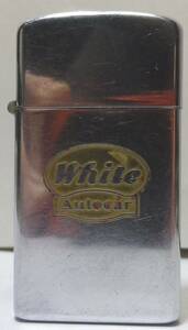 64’SLIM ZIPPOフラットボトム 　WHITE　AutoCar　ノベルティ　良品