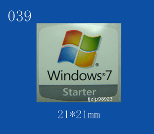 即決039【 Windows 7 Starter 】(大)エンブレムシール追加同梱発送OK■ 条件付き送料無料 未使用