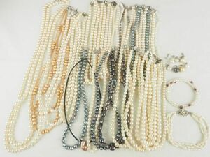 真珠 ネックレス ブレス 大量セット まとめて おまけのトップ付き シルバー 多数 03a SILVER 925 パール アコヤ 淡水