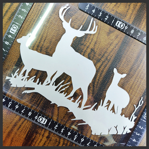 鹿 ステッカー L-Size 20×14 (cm) 　[Silver]　Deer01S　　 　 [ シカ バンビ ディア 野生 動物 自然 山 アウトドア アート]
