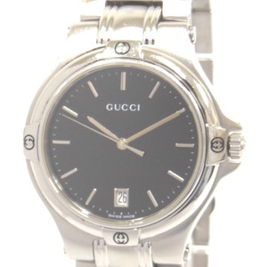 NA4771 グッチ 腕時計 9040M クォーツ デイト SS ブラック文字盤 メンズ GUCCI 中古