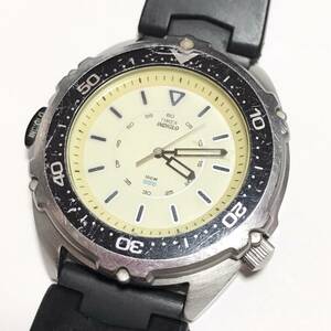 【1円】 時計 TIMEX タイメックス INDIGLO インディグロ 100M CR 1025 CELL QUARTZ クォーツ 3針 腕時計 ウォッチ 稼働品 ジャンク品