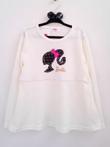 バービー　 Ｂａｒｂｉｅ　 ペプラム トップス 【１１０ 】 カットソー 長袖 　オフホワイト　Ｔシャツ　ニット　子供服　新品　キッズ