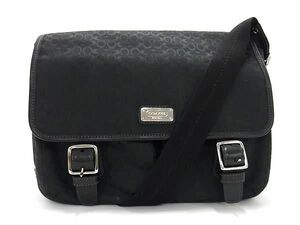 1円 ■極美品■ COACH コーチ F70283 ミニシグネチャー キャンバス クロスボディ ショルダーバッグ ブラック系 AW3594