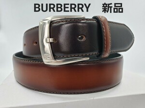 1円スタート！【B-21】【BURBERRY】バーバリー　紳士レザーベルト　シャドー仕上げ