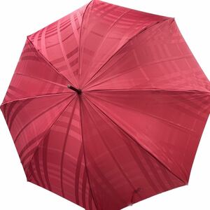 ☆美品☆BURBERRY 雨傘 日傘 晴雨兼用 ピンク色 チェック柄 レディース 婦人傘 バーバリー ブランド傘 全長91cm (08015