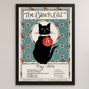 THE BLACK CAT May.1896 黒猫 広告 ビンテージイラスト 光沢 ポスター A3 バー カフェ クラシック レトロ インテリア くろねこ ペット