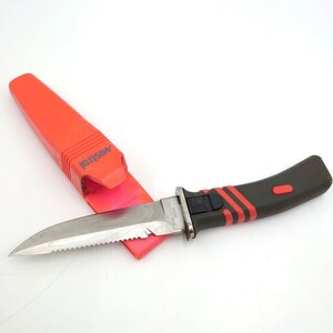 4A080B AQUALUNG アクアラング Mistral Knife ステンレスナイフ 全長23cm オレンジ スキューバダイビング用品