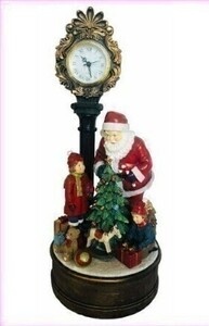 SANTA & KIDS CLOCK W/LED サンタクロース＆キッズの置時計高さ約５０cm クリスマス B181246A-120ｓ