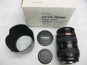 Canon キヤノン EF 24-70mm F2.8 L USM フード,元箱付 動作未確認 カビ,クモリなし わけあり