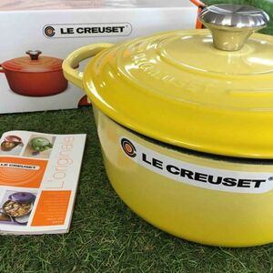 GX2216 LE CREUSET ル・クルーゼ 両手鍋 ココット ロンド 21177-24cm ホーロー鍋 料理 調理器具 イエロー 箱汚れ有り 未使用 保管品 鍋