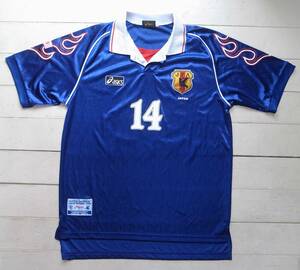 1998年フランスW杯 サッカー日本代表 炎ユニフォーム 14番 OKANO asics/日本製 XXL ワールドカップ ジョホールバルの歓喜
