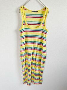 【美品】　RALPH LAUREN　ラルフローレン　マルチカラー　ノースリーブワンピース　Tシャツ生地　レディース　Mサイズ　正規　インパクト21