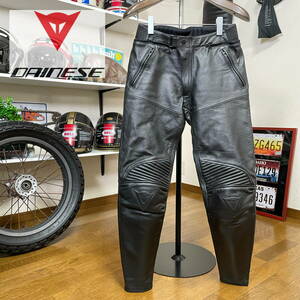 ☆DAINESE ダイネーゼ レザーパンツ ブラック/48（ウエスト74〜78cm）膝カップ ブーツイン ◆バイク ライディング スポーツ レーシング