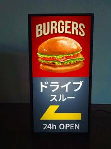 【オーダー無料】ハンバーガー ドライブスルー ファーストフード カフェ BAR サイン ランプ ミニチュア ランプ 看板 置物 雑貨 ライトBOX
