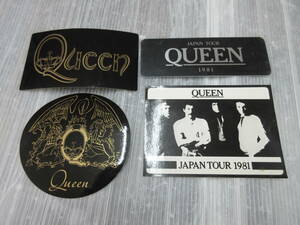 QUEEN JAPAN TOUR1981クイーン 来日時 当時もの プレートアルミ製+ステッカー3種類/Freddie Mercury/Brian May Roger Taylor/John Deacon