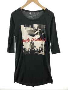 HYSTERIC GLAMOUR ヒステリックグラマー プリント ロング カットソー sizeF/黒 ■◇ ☆ eac2 レディース