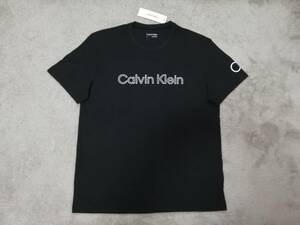 新品未使用！ カルバンクライン メンズ ロゴ Tシャツ 袖CKロゴ Lサイズ ブラック 黒 半袖 カットソー Calvin Klein