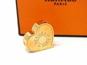 1円 ■美品■ HERMES エルメス ミニクー ハート スカーフリング ツイリーリング アクセサリー スカーフ留め ピンクゴールド系 AW7357