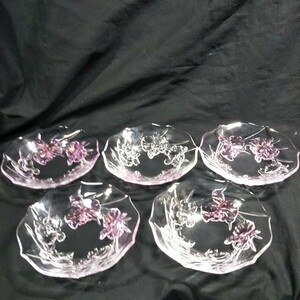 HOYA　ホヤ　 デザート皿　花柄　ガラス製　ホヤクリスタル　欄 5個セット