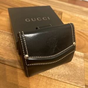 GUCCI オールドグッチ　クレスト　騎士　希少　財布　折り財布 グッチ ブラック 財布　