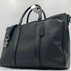 1円〜【入手困難品】コーチ COACH 2way ビジネスバッグ ブリーフケース トートバッグ A4 PC レザー 本革 メンズ ネイビー 紺 3室 大容量