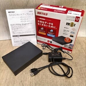 E110-U35-20 BUFFALO バッファロー 外付けハードディスク HDD 2TB パソコン&テレビ録画用 通電確認済み 箱付き ①